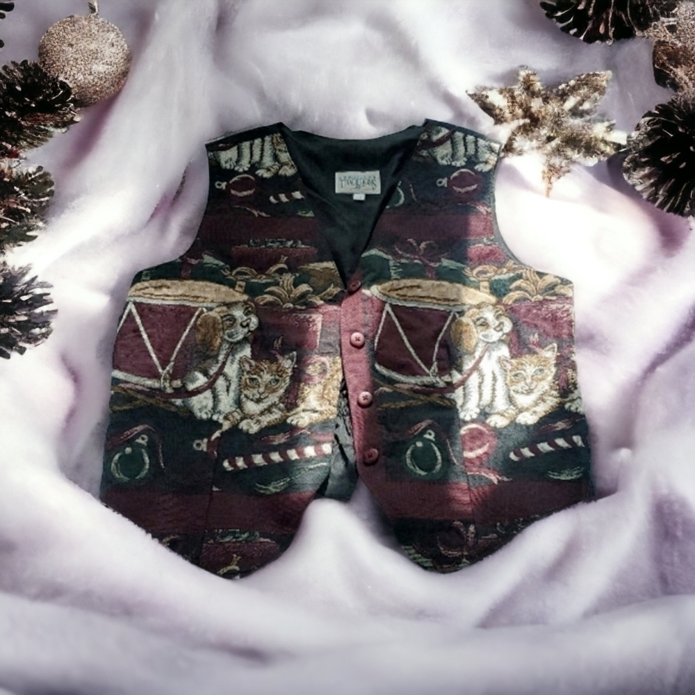 Vintage Northern Traditions Cottagecore Cat & Dog Christmas Vest
